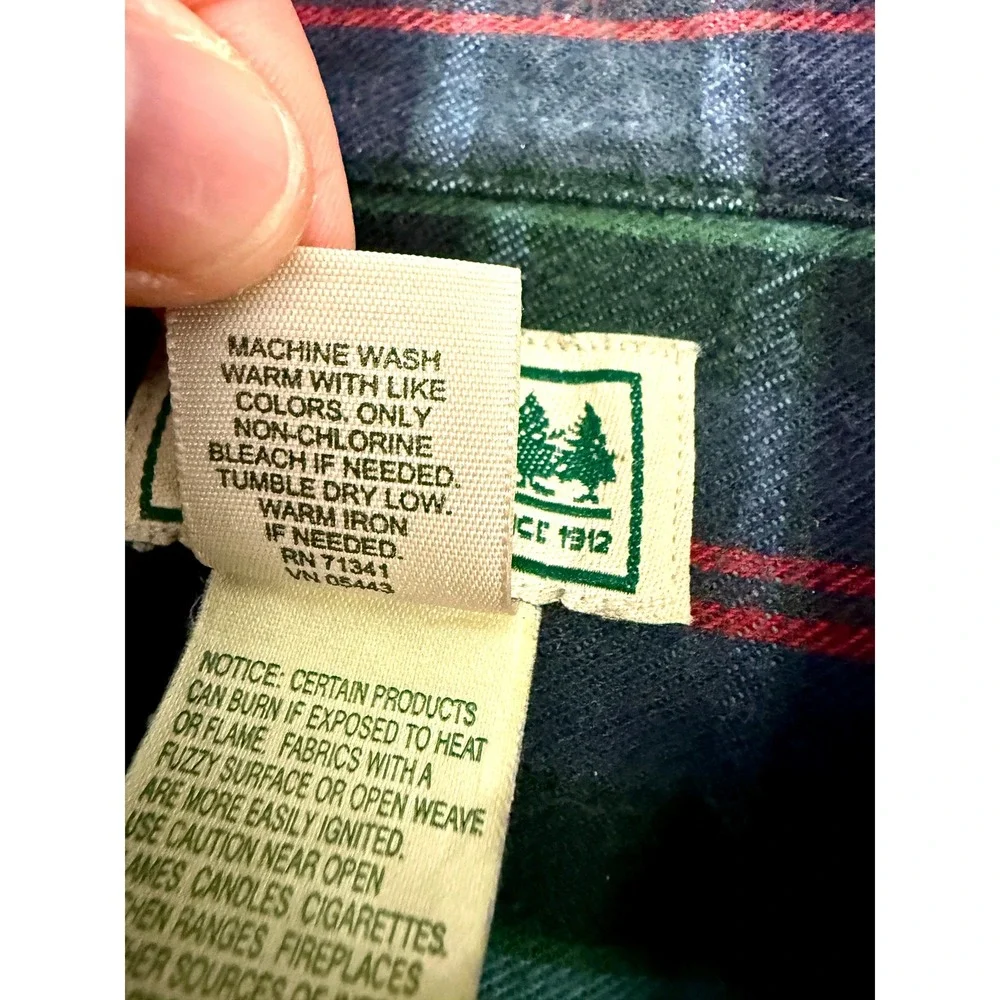 LL Bean Flannel Shirt Mens L Plaid Cotton Long Sleeve Outdoor Workwear Classic - Picture 5 of 8